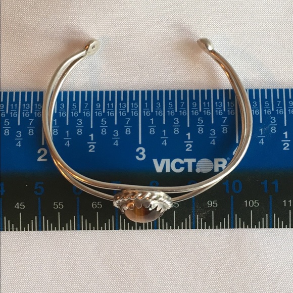 Sterling Cuff bracelet cabochon tigers eye - Picture 2 of 8